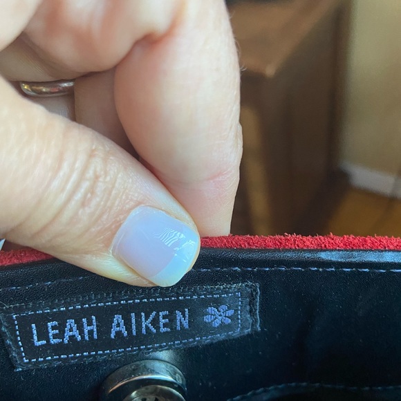 ♥️🎁♥️Leah Aiken Authentic Leopard Skin & Red Suede Pocketbook- Shoulder Bag - Picture 5 of 12